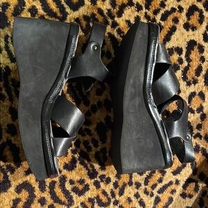 Candie's Black Wedge Sandals